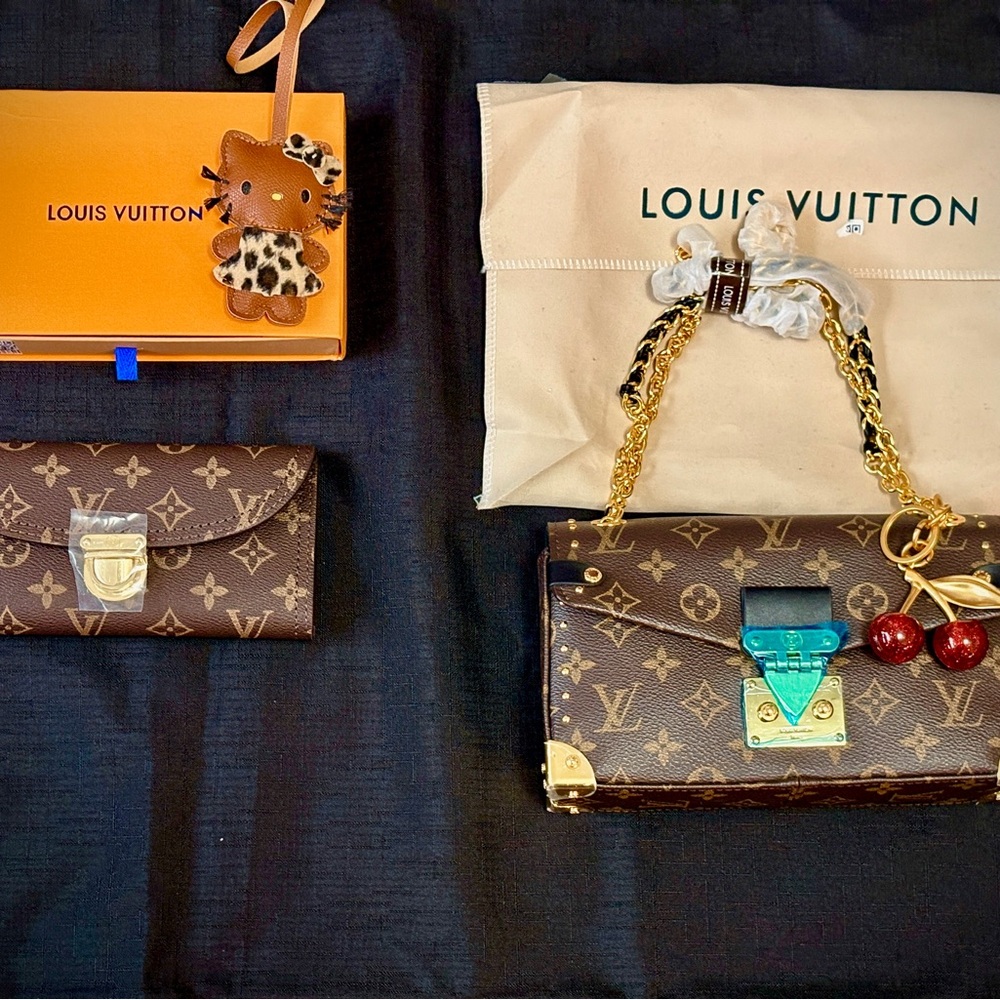 Louis Vuitton Brown Monogram Wallet and Handbag Set